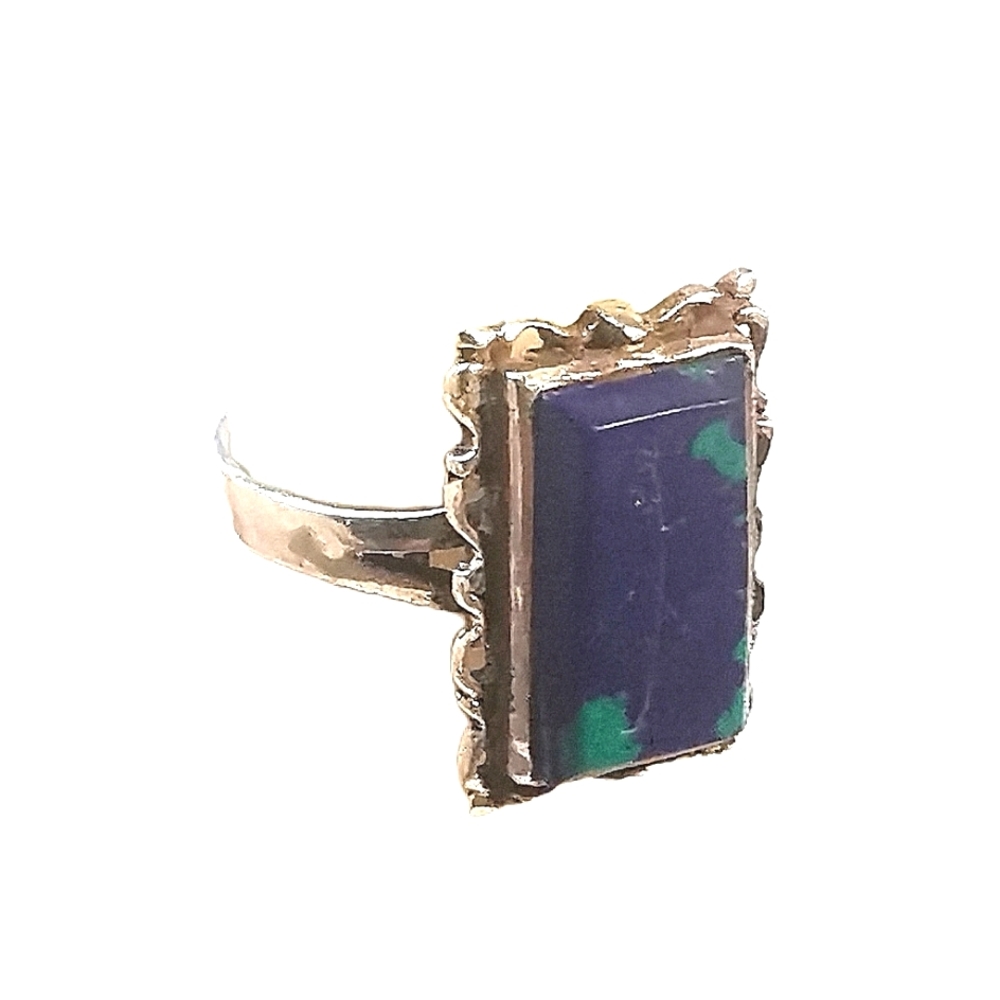 Blue Agate Silver Ring, size 7